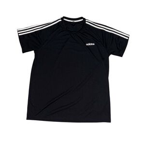 Adidas Black Short Sleeve Tee with Iconic Stripes